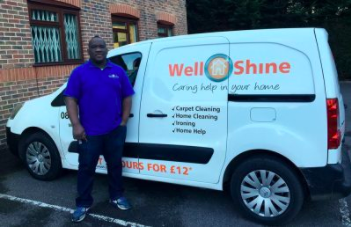 wellshine franchisee stood next to a wellshine sign-written van