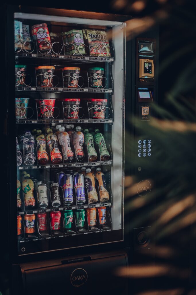 Oaka vending machine full of products