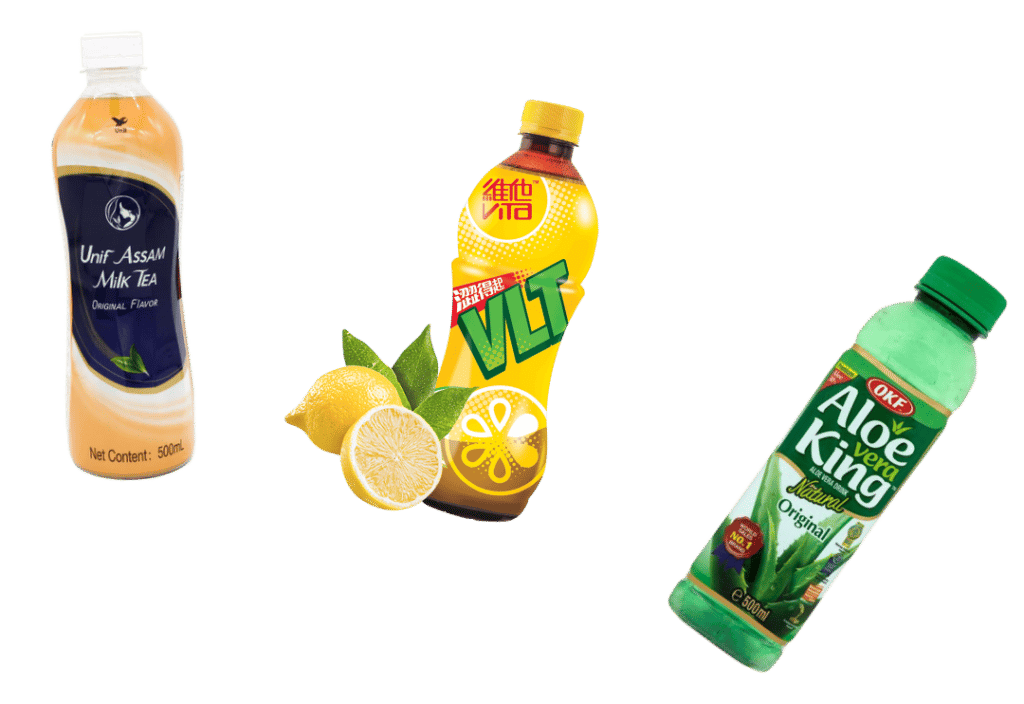 3 bottles of different Oaka product drinks