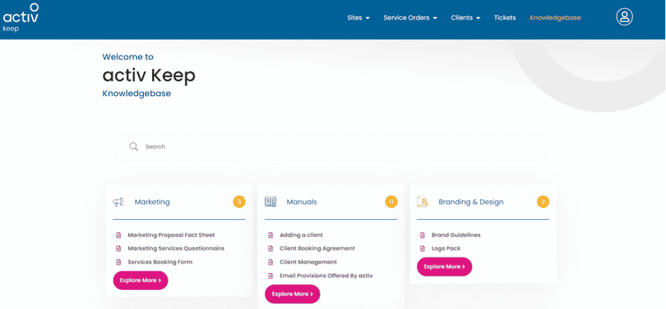 screenshot of activs new management platform