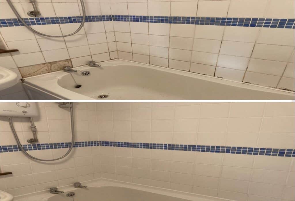 before and after of cleaned and valeted bath
