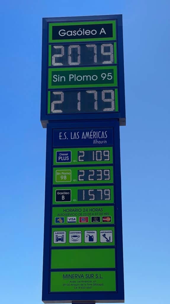 Fuel price board from a petrol station